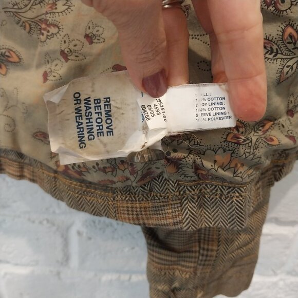 Vintage GAP Jacket Womans 8 Brown Houndstooth Plaid Patchwork Blazer Y2K Cotton. - Picture 15 of 16